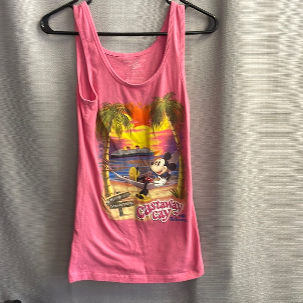 Castaway cay Disney cruise small pink tank top